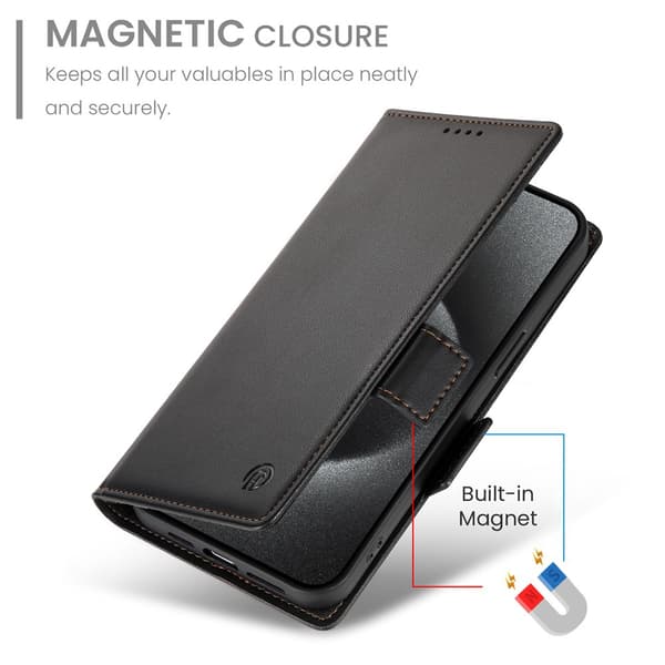SKALO PU-læder Flip Cover til iPhone 18 Pro Max - Sort Black