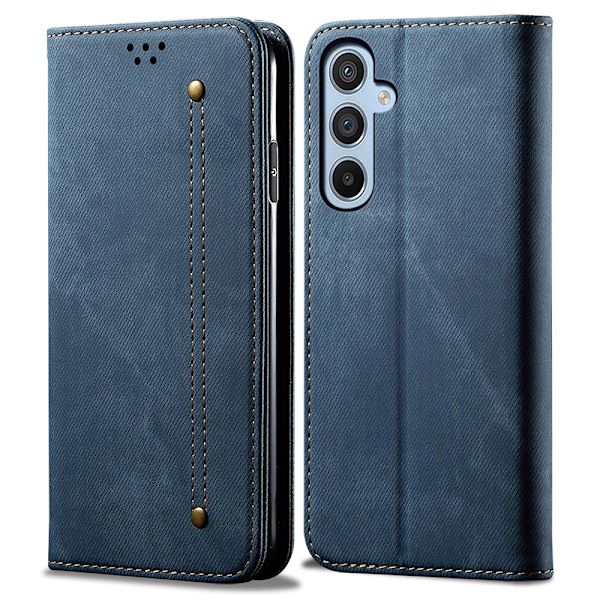 SKALO Samsung A25 5G Jeans Flip Cover - Blå Blue