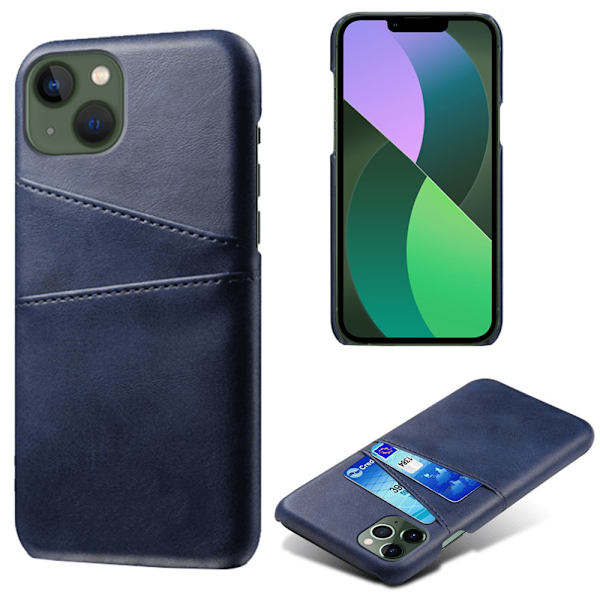 SKALO iPhone 15 PU-nahkainen Korttikotelo - Sininen Blue