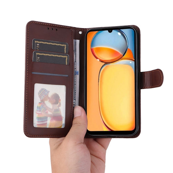 SKALO Xiaomi Redmi 13C 4G PU-læder Pungetui - Vælg farve Brown