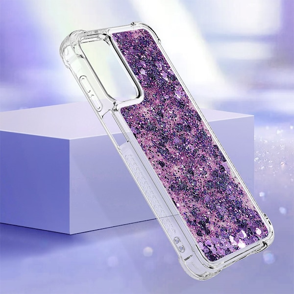 SKALO Samsung A16 Juoksuhiekka Glitter Sydämet TPU kuori - Violetti Purple