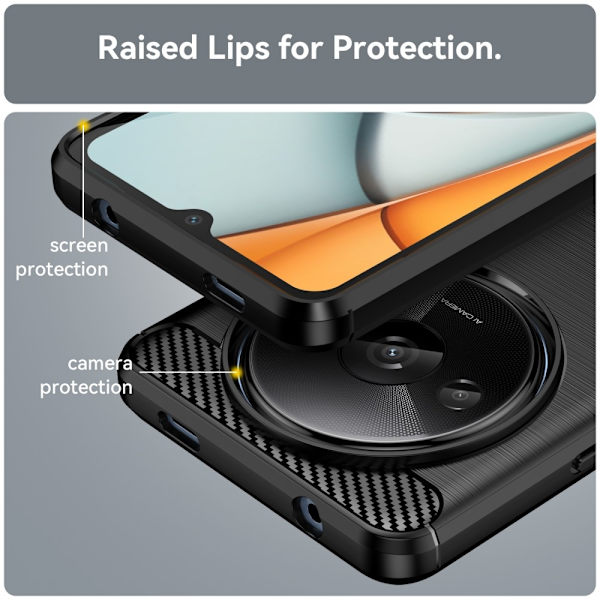 SKALO Xiaomi Redmi A3 Armor Carbon Stødsikker TPU-cover - Vælg farve Black