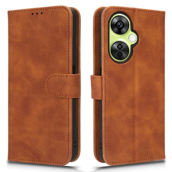 SKALO OnePlus Nord CE 3 Lite 5G Matt PU-læderpungetui - Brun Brown