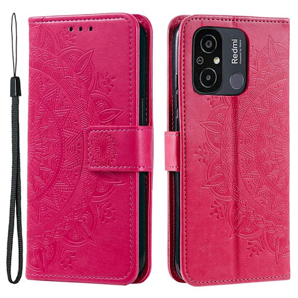 SKALO Xiaomi Redmi 12C 4G Mandala lompakkokotelo - Cerise Cerise