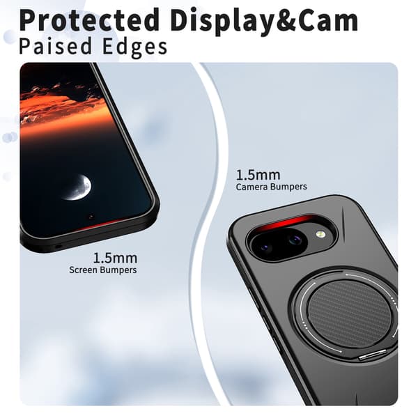 SKALO Roterende Ring Cover til Google Pixel 10a - Sort Black