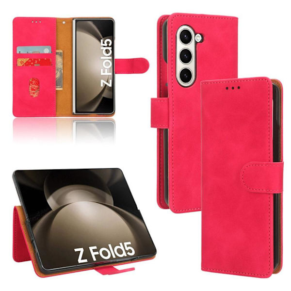 SKALO Samsung Z Fold5 Plånboksfodral i PU-Läder - Cerise Cerise