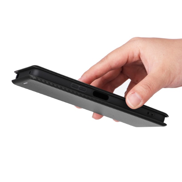 SKALO Sony Xperia 10 V Carbon Fiber Pungetui - Sort Black