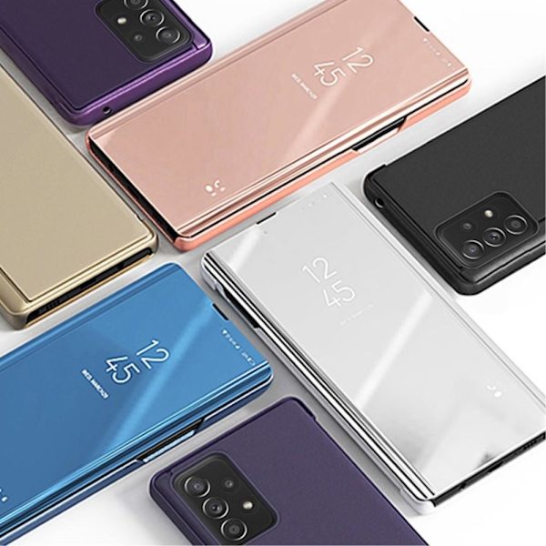 SKALO Samsung A33 5G Clear View Mirror Lompakko - Hopea Silver