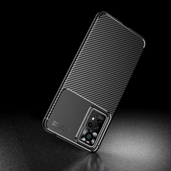 SKALO Xiaomi Redmi Note 11 Pro Carbon Fiber TPU-suojakuori - Musta Black