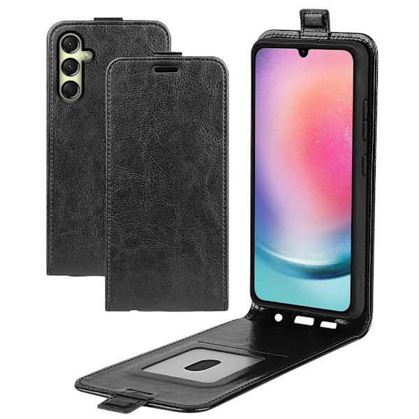 SKALO Samsung A16 Vertical Flip PU-Läder Plånboksfodral - Svart Svart