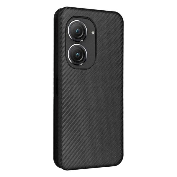 SKALO Asus Zenfone 9 5G Carbon Fiber Lompakkokotelo - Musta Black