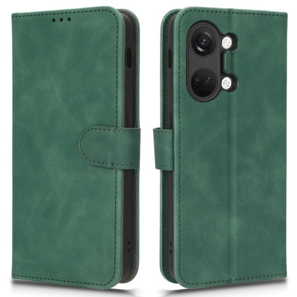 SKALO OnePlus Nord 3 5G / Ace 2V Matt PU-Läder Plånboksfodral - Grön Grön