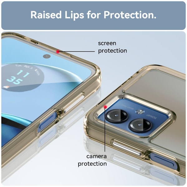 SKALO Motorola Moto G14 Transparent TPU Metal Buttons Cover - Grå Grey