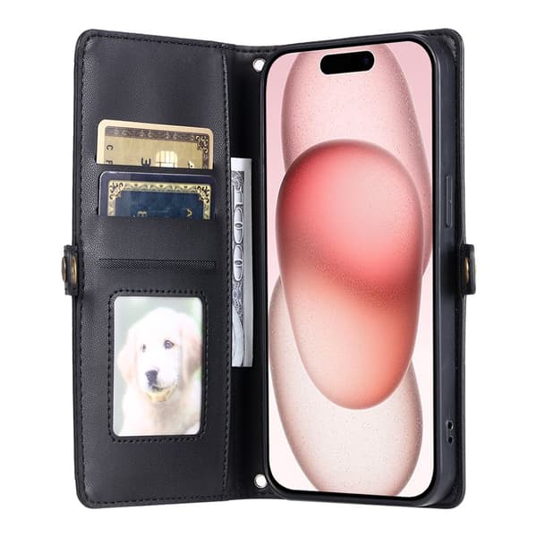 SKALO PU-Læder Kuvert Flip Cover til iPhone 18 Pro Max - Sort Black