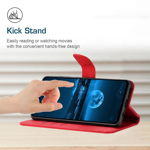 SKALO Samsung A15 4G Embossed Plånboksfodral i PU-Läder - Röd Röd