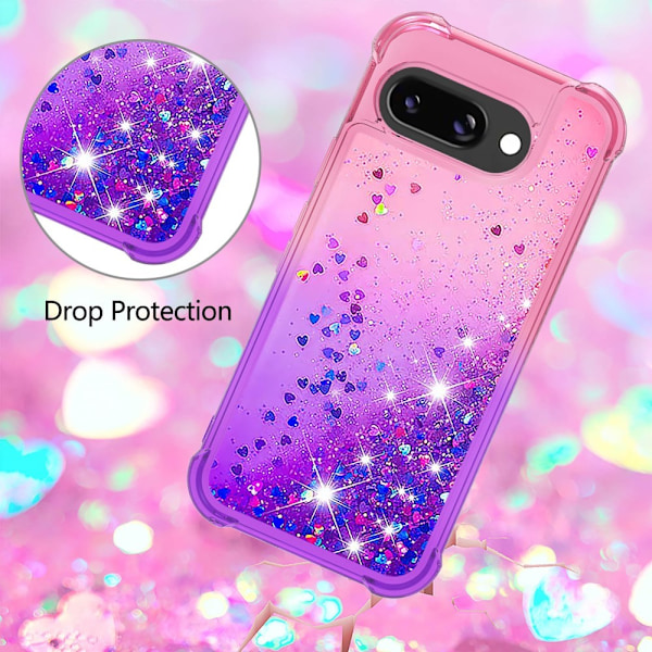 SKALO Google Pixel 9a Kviksand Glitter Cover - Pink-Lilla Multicolor