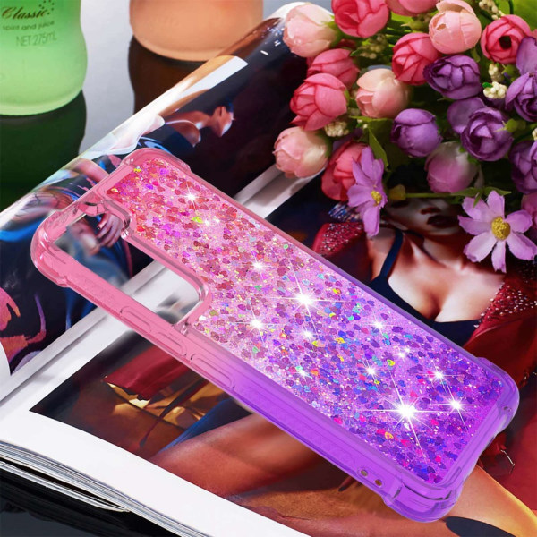 SKALO Samsung S23 Kvicksand Glitter Hjärtan TPU-skal - Rosa-Lila multifärg