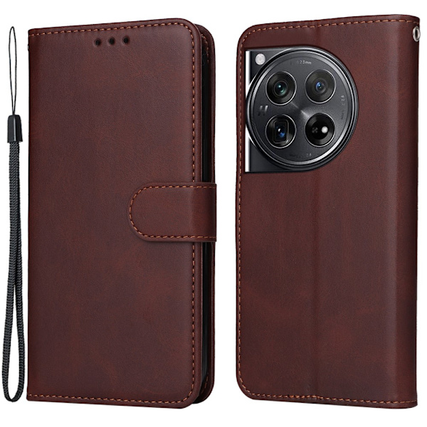 SKALO OnePlus 12 5G PU-læder Pungetui - Vælg farve Brown