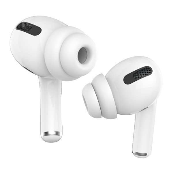 2-PAKK AHASTYLE AirPods Pro 1/2 silikone Ørepropper med dobbelt design L - Hvid White
