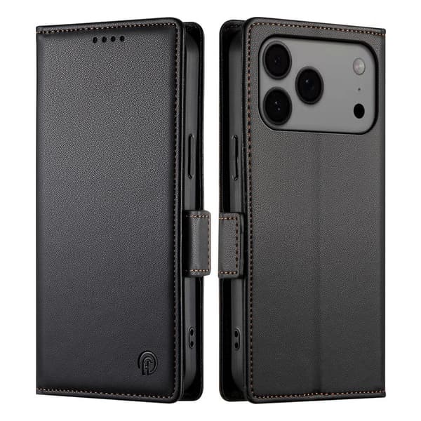 SKALO PU-læder Flip Cover til iPhone 18 Pro Max - Sort Black