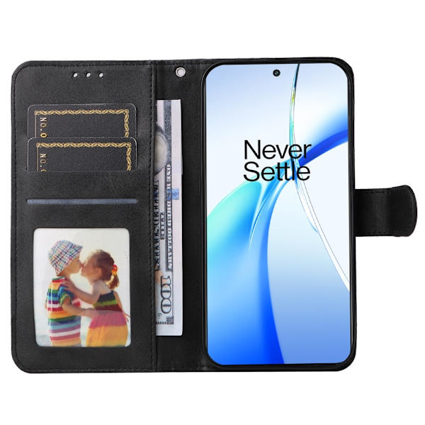 SKALO OnePlus 13R PU-læder Flip Cover - Vælg farve Black