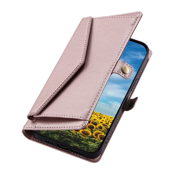 SKALO PU-Läder Envelope Plånboksfodral för Google Pixel 11 Pro XL - Roséguld Rosa guld