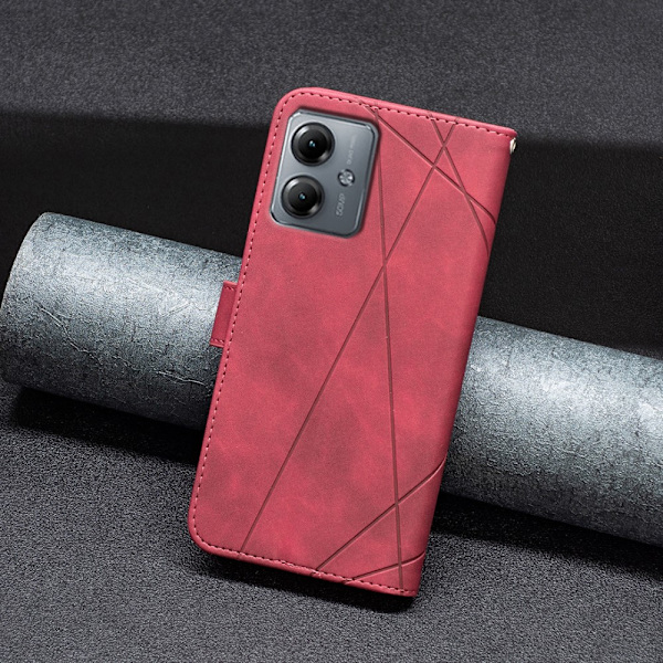 Motorola Moto G14 BINFEN COLOR Kohokuvioitu Lompakkokotelo - Punainen Red