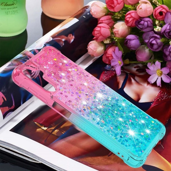 SKALO Samsung A04s 4G Kvicksand Glitter Hjärtan TPU-skal - Rosa- multifärg