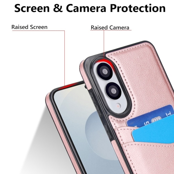 SKALO Samsung S25 Edge PU-Nahkainen Korttikotelo Suojakuori - Ruusukulta Pink gold