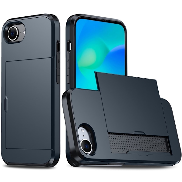 SKALO iPhone 16e Armor Korthållare Skal - Blå Blå