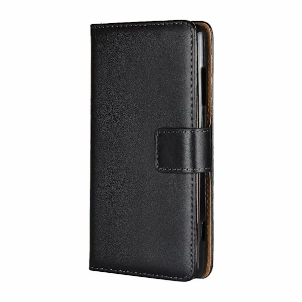 SKALO Samsung A22 5G Flip Cover m. Pung i Ægte Læder - Vælg farve Black