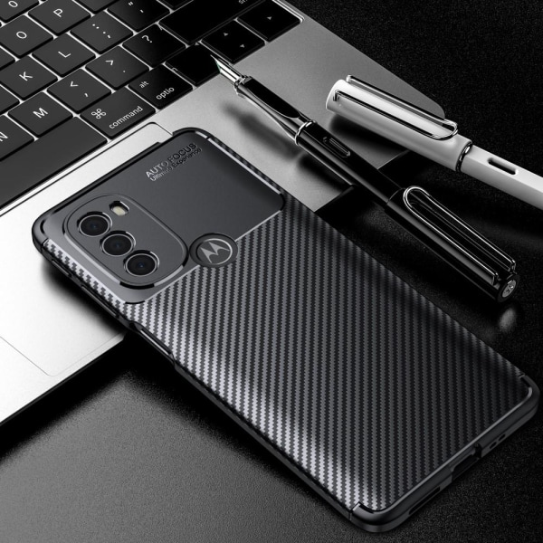 SKALO Moto G31 / G41 / G71 Carbon Fiber TPU-skal - Svart Black