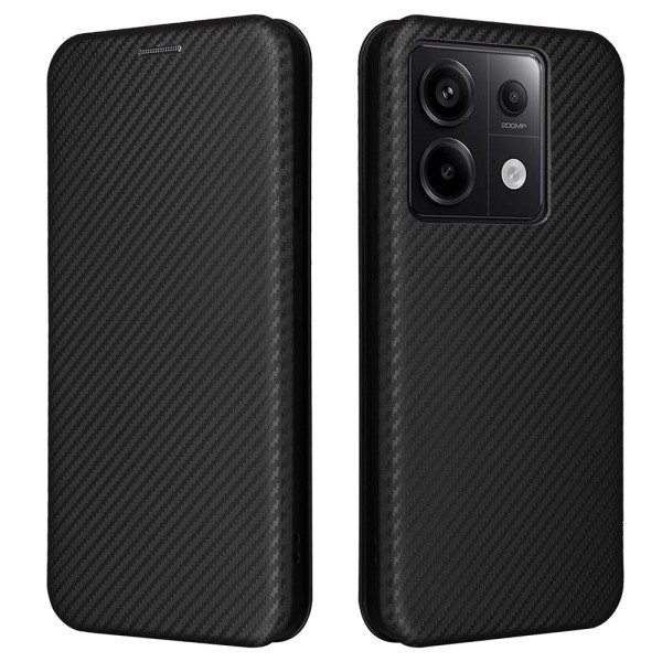 SKALO Xiaomi Redmi Note 13 Pro 5G Carbon Fiber Lompakkokotelo - Black