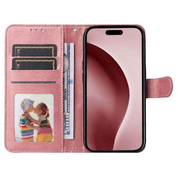 SKALO iPhone 16 Pro PU-Läder Plånboksfodral - Fler färger Rosa