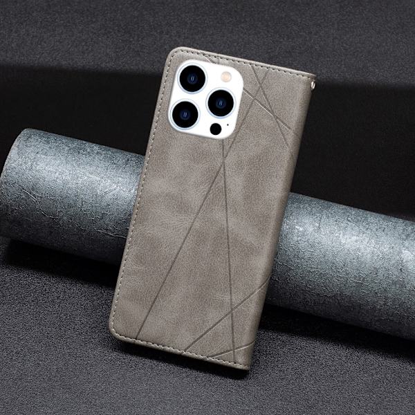 iPhone 15 Pro BINFEN COLOR Embossed Plånboksfodral - Grå grå
