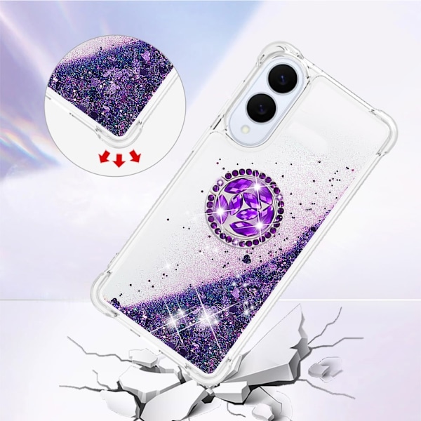 SKALO Samsung S25 Edge Juoksuhiekka Kimalle Rengas Suojakuori - Violetti Purple
