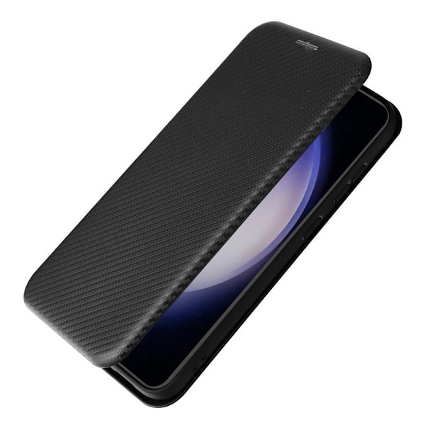 SKALO Samsung S23 FE Carbon Fiber Lompakkokotelo - Musta Black