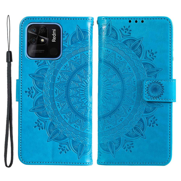 SKALO Xiaomi Redmi 10C Mandala Plånboksfodral - Blå Blå
