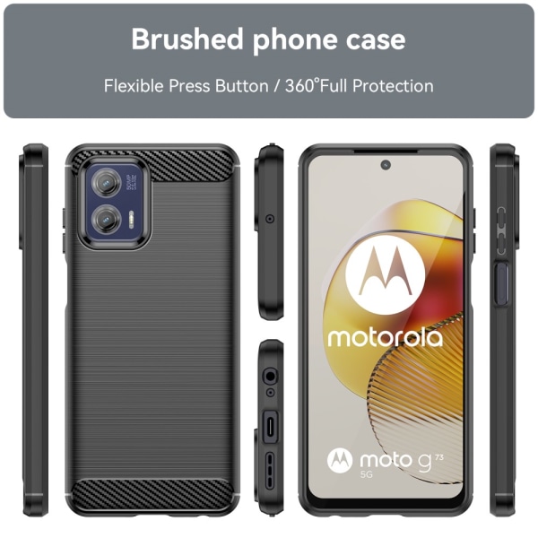 SKALO Motorola Moto G73 5G Armor Carbon Iskunkestävä TPU suojaku Black
