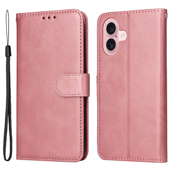 SKALO iPhone 16 PU-Läder Plånboksfodral - Fler färger Rosa