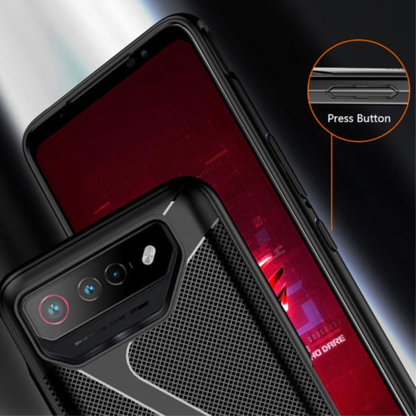 SKALO Asus ROG Phone 7 5G Carbon Fiber TPU-skal - Grå grå