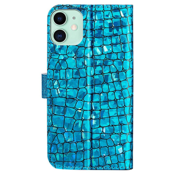 SKALO iPhone 13 Croco Glitter -lompakkokotelo - turkoosi Turquoise