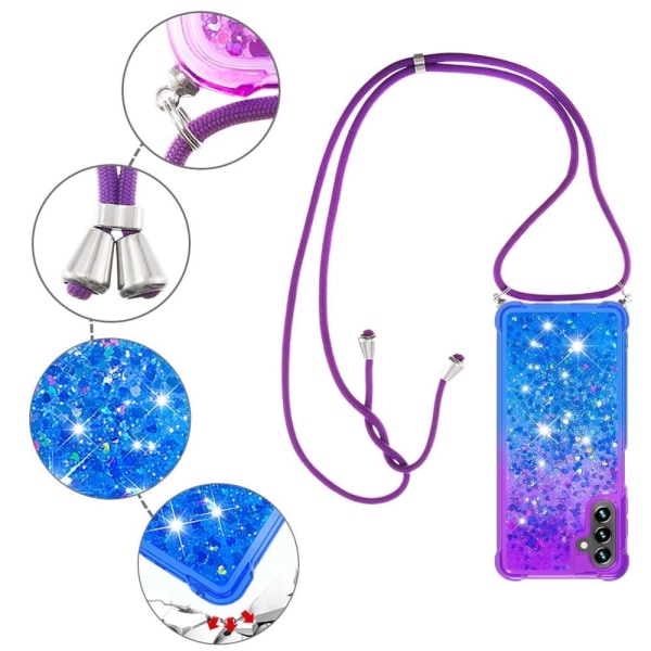 SKALO Samsung A34 5G Kvicksand Glitter Mobile Collar - Lilla-Blå Multicolor