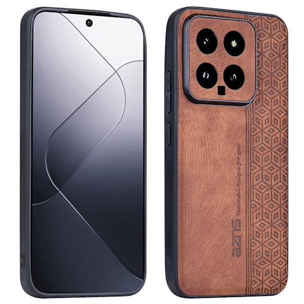 SKALO Xiaomi 14 5G AZNS PU-nahka suojakuori - Ruskea Brown