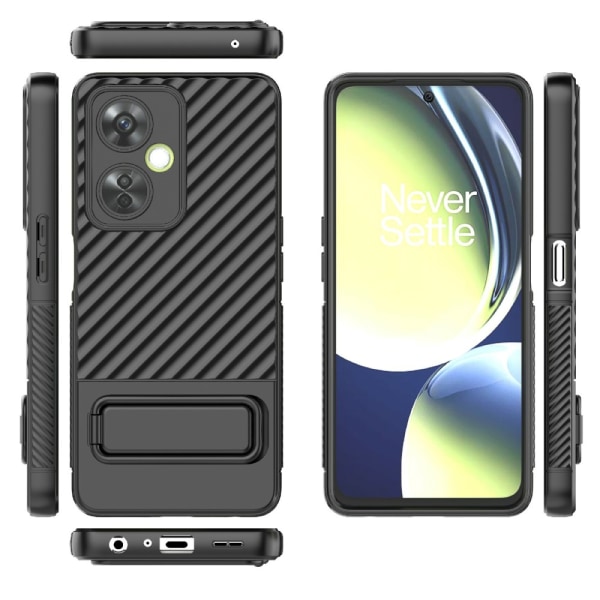 SKALO OnePlus Nord CE 3 Lite 5G Twill 2.0 TPU-Cover med rack - S Black