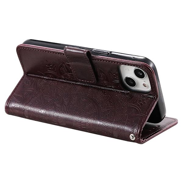 SKALO iPhone 15 Mandala lompakkokotelo - Ruskea Brown