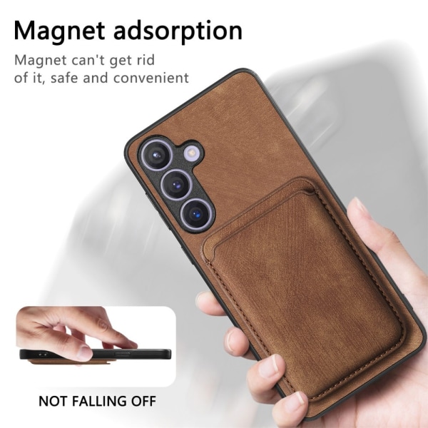 SKALO Samsung S24+ PU-Läder Skal med avtagbar Magnet Plånbok - B Brun