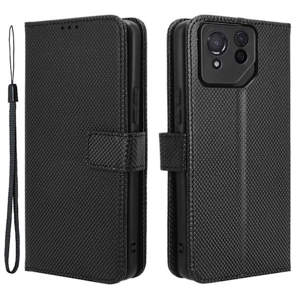 SKALO Asus ROG Phone 8 Pro 5G Premium Mini Romb Plånboksfodral - Svart Svart