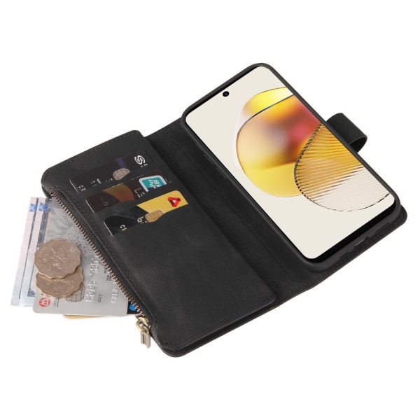 SKALO Motorola Moto G73 5G Big Wallet 17-FACK Plånboksfodral - S Svart