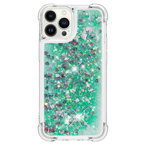 SKALO iPhone 15 Pro Kvicksand Glitter Hjärtan TPU-skal - Grön Grön
